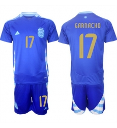 Men Argentina 17 Alejandro Garnacho Blue 2024 25 Away SoccerJersey Suit