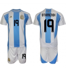 Men Argentina 19 Nicol E1s Otamendi White Blue 2024 25 Home Soccer Jersey Suit