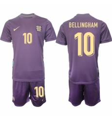 Men England 10 Jude Bellingham 2024 25 Purple Away Soccer Jersey Suit