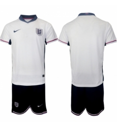 Men England Blank 2024 25 White Home Soccer Jersey Suit