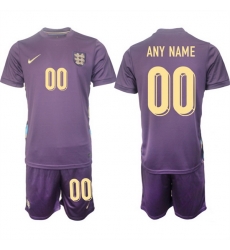 Men England Custom 2024 25 Purple Away Soccer Jersey Suit