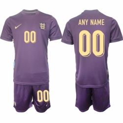 Men England Custom 2024 25 Purple Away Soccer Jersey Suit