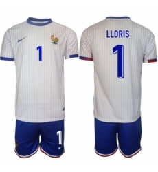 Men France 1 Hugo Lloris White 2024 25 Away Soccer Jersey Suit