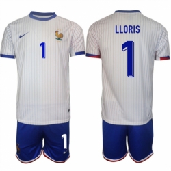 Men France 1 Hugo Lloris White 2024 25 Away Soccer Jersey Suit