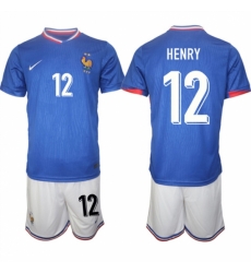 Men France 12 Henry Blue 2024 25 Home Soccer Jersey Suit