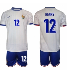 Men France 12 Henry White 2024 25 Away Soccer Jersey Suit