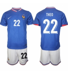 Men France 22 Theo Blue 2024 25 Home Soccer Jersey Suit