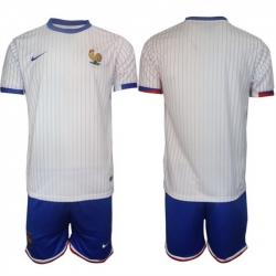 Men France Blank White 2024 25 Away Soccer Jersey Suit