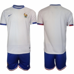 Men France Blank White 2024 25 Away Soccer Jersey Suit