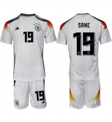 Men Germany 19 Leroy San E9 White 2024 25 Home Soccer Jersey Suit