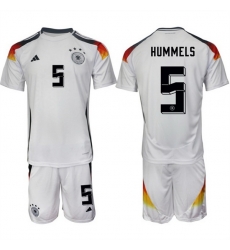 Men Germany 5 Hummels White 2024 25 Home Soccer Jersey Suit