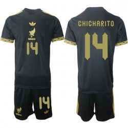 Men Mexico 2025 Soccer Jerseys BlackGold #14 CHICHARITO