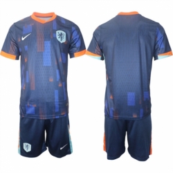Men Netherlands Custom Navy 2024 25 Away Soccer Jersey Suit