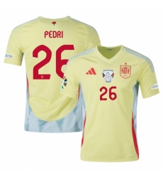 Men Spain Team 26 Pedri Yellow 2024 Away Soccer Jersey
