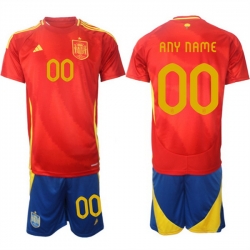 Men Spain Team Custom 2024 25 Red Home Soccer Jersey Suit