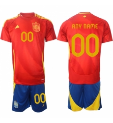 Men Spain Team Custom 2024 25 Red Home Soccer Jersey Suit