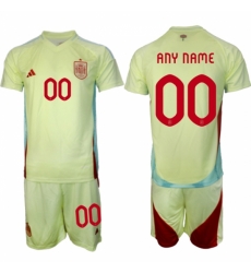 Men Spain Team Custom 2024 25 Yellow Away Soccer Jersey Suit
