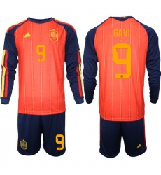 Spain 2026 FIFA World Cup Soccer Jersey Red LONG #9 GAVI Spain 2026 FIFA World Cup Soccer Jersey Red LONG #9 GAVI