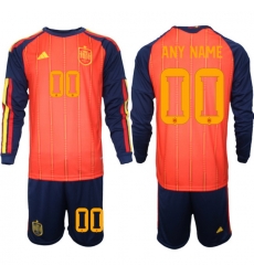 Spain 2026 FIFA World Cup Soccer Jersey Red LONG CUSTOM Spain 2026 FIFA World Cup Soccer Jersey Red LONG CUSTOM