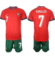 Men Portugal Team 7 Ronaldo 2024 25 Red Home Soccer Jersey Suit