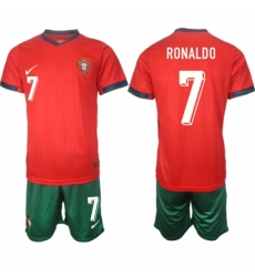 Men Portugal Team 7 Ronaldo 2024 25 Red Home Soccer Jersey Suit