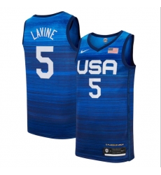 Men's USA Team Zach LaVine Away Blue 2021 Tokyo Olympics Jersey II Men's USA Team Zach LaVine Away Blue 2021 Tokyo Olympics Jersey II