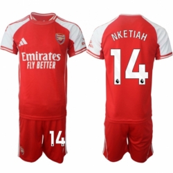 Men Arsenal FC 14 Eddie Nketiah Red 2025 Home Soccer Jersey Suit