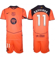 Men FC Barcelona 2026 Soccer Jerseys Orange #11 RAPHINHA Men FC Barcelona 2026 Soccer Jerseys Orange #11 RAPHINHA
