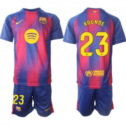 Men FC Barcelona 2026 Soccer Jerseys PinkBlue #23 KOUNDE