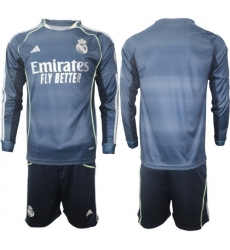 Men Real Madrid 2026 Soccer Jerseys DarkBlue Long BLANK