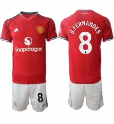 Men Manchester United 8 Bruno Fernandes 2025 26 Red Home Soccer Jersey Suit Men Manchester United 8 Bruno Fernandes 2025 26 Red Home Soccer Jersey Suit