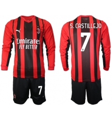 Men AC Milan Long Sleeve Soccer Jerseys 512