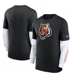 Men Cincinnati Bengals Heather Black Slub Fashion Long Sleeve T Shirt Men Cincinnati Bengals Heather Black Slub Fashion Long Sleeve T Shirt