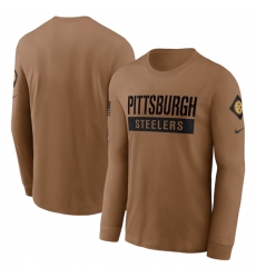 Men Pittsburgh Steelers 2023 Brown Salute To Service Long Sleeve T Shirt Men Pittsburgh Steelers 2023 Brown Salute To Service Long Sleeve T Shirt