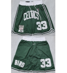 Men Boston Celtics 33 Larry Bird Green Shorts Men Boston Celtics 33 Larry Bird Green Shorts
