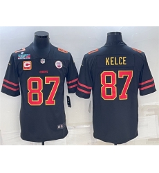 Men Kansas City Chiefs 87 Travis Kelce Black Red Gold Super Bowl LVII Patch And 4 Star C Patch Vapor Untouchable Limited Stitched Jersey Men Kansas City Chiefs 87 Travis Kelce Black Red Gold Super Bowl LVII Patch And 4 Star C Patch Vapor Untouchable Limited Stitched Jersey