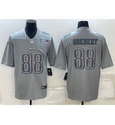 Men Philadelphia Eagles 88 Dallas Goedert Gray Super Bowl LVII Patch Atmosphere Fashion Stitched Jersey Men Philadelphia Eagles 88 Dallas Goedert Gray Super Bowl LVII Patch Atmosphere Fashion Stitched Jersey