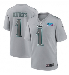 Men Women Youth Toddler Philadelphia Eagles 1 Jalen Hurts Grey Super Bowl LVII Patch Atmosphere Fashion Stitched Game Jersey Men Women Youth Toddler Philadelphia Eagles 1 Jalen Hurts Grey Super Bowl LVII Patch Atmosphere Fashion Stitched Game Jersey