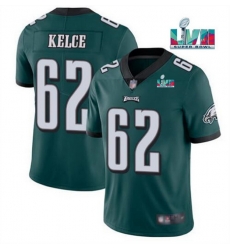 Men Women Youth Toddler Philadelphia Eagles 62 Jason Kelce Green Super Bowl LVII Patch Vapor Untouchable Limited Stitched Jersey Men Women Youth Toddler Philadelphia Eagles 62 Jason Kelce Green Super Bowl LVII Patch Vapor Untouchable Limited Stitched Jersey