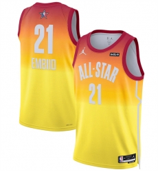 Men 2023 All Star 21 Joel Embiid Orange Game Swingman Stitched Basketball Jersey Men 2023 All Star 21 Joel Embiid Orange Game Swingman Stitched Basketball Jersey