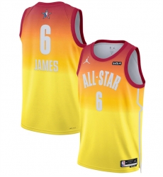 Men 2023 All Star 6 LeBron James Orange Game Swingman Stitched Basketball Jersey Men 2023 All Star 6 LeBron James Orange Game Swingman Stitched Basketball Jersey