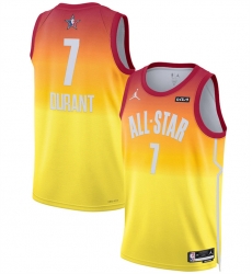 Men 2023 All Star 7 Kevin Durant Orange Game Swingman Stitched Basketball Jersey Men 2023 All Star 7 Kevin Durant Orange Game Swingman Stitched Basketball Jersey
