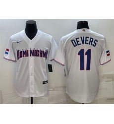 Men Dominican Republic Baseball 11 Rafael Devers 2023 White World Baseball Classic Replica Stitched Jersey Men Dominican Republic Baseball 11 Rafael Devers 2023 White World Baseball Classic Replica Stitched Jersey