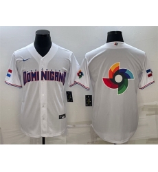 Men Dominican Republic Baseball 2023 White World Baseball Big Logo With Patch Classic Replica Stitched Jerseys Men Dominican Republic Baseball 2023 White World Baseball Big Logo With Patch Classic Replica Stitched Jerseys