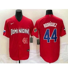 Men's Dominican Republic Baseball #44 Julio Rodriguez Number 2023 Red World Classic Stitched Jersey1 Men's Dominican Republic Baseball #44 Julio Rodriguez Number 2023 Red World Classic Stitched Jersey1