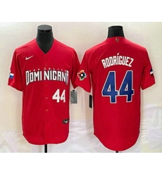 Men's Dominican Republic Baseball #44 Julio Rodriguez Number 2023 Red World Classic Stitched Jerseys Men's Dominican Republic Baseball #44 Julio Rodriguez Number 2023 Red World Classic Stitched Jerseys