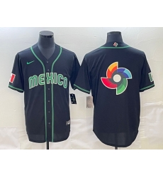 Men Mexico Baseball 2023 Black World Baseball Big Logo Classic Stitched JerseyS 1 Men Mexico Baseball 2023 Black World Baseball Big Logo Classic Stitched JerseyS 1