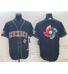 Men Mexico Baseball 2023 Black World Baseball Big Logo With Patch Classic Stitched Jersey Men Mexico Baseball 2023 Black World Baseball Big Logo With Patch Classic Stitched Jersey