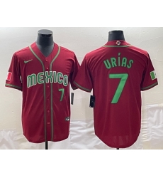 Men Mexico Baseball 7 Julio Urias 2023 Red World Baseball Classic Stitched JerseyS Men Mexico Baseball 7 Julio Urias 2023 Red World Baseball Classic Stitched JerseyS