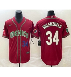 Men's Mexico Baseball #34 Fernando Valenzuela Number 2023 Red Blue World Baseball Classic Stitched Jersey Men's Mexico Baseball #34 Fernando Valenzuela Number 2023 Red Blue World Baseball Classic Stitched Jersey